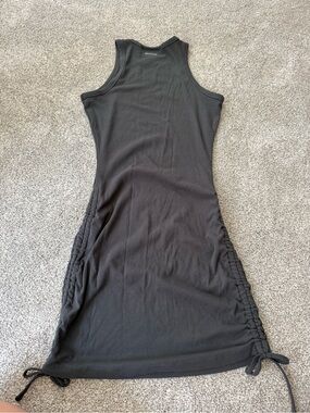 Alphalete Monarch Collection Gray Ribbed Side-Ruched Tank Dress Size Small